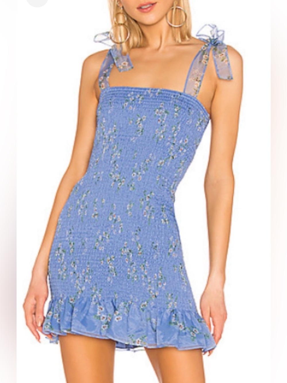 Amanda Uprichard X REVOLVE Amara Smocked Mini Dress in Bella Print
